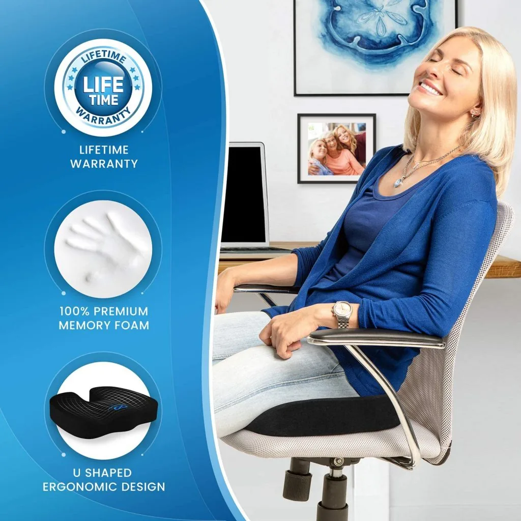 Everlasting Comfort Memory Foam Seat Cushion Features